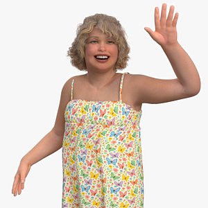 3D Chubby Girl in Butterfly Dress Rigged model