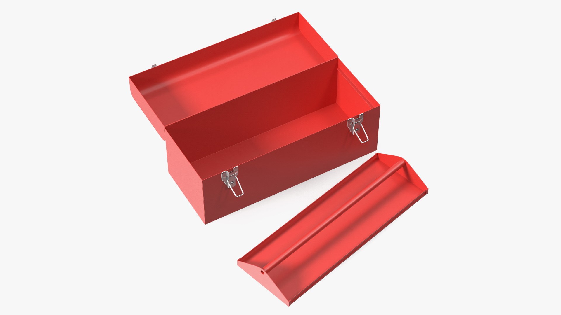 Sturdy Toolbox Red Open Empty 3D model preview