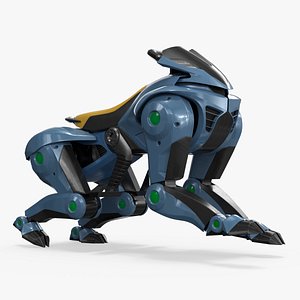 Futuristic Animal-Inspired Walker Light Blue Rigged for Cinema 4D 3D