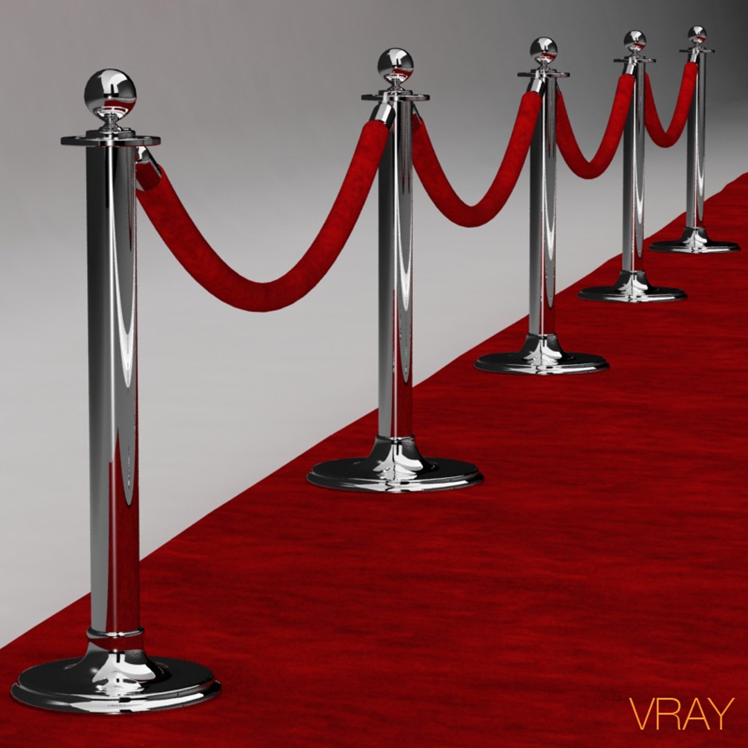 Velvet Roped Stanchions Red Carpet 3d Model