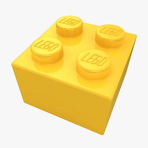 3d realistic lego brick 2x2 model