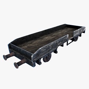 WWII railroad flatcar lowpoly 3D model