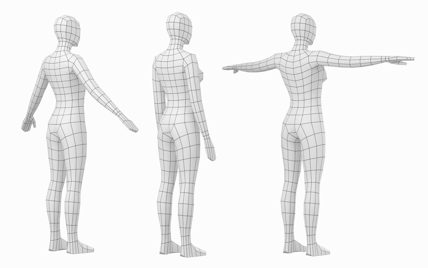 Natural Female In In 3 Modeling Poses Base Mesh 3D Model - TurboSquid ...