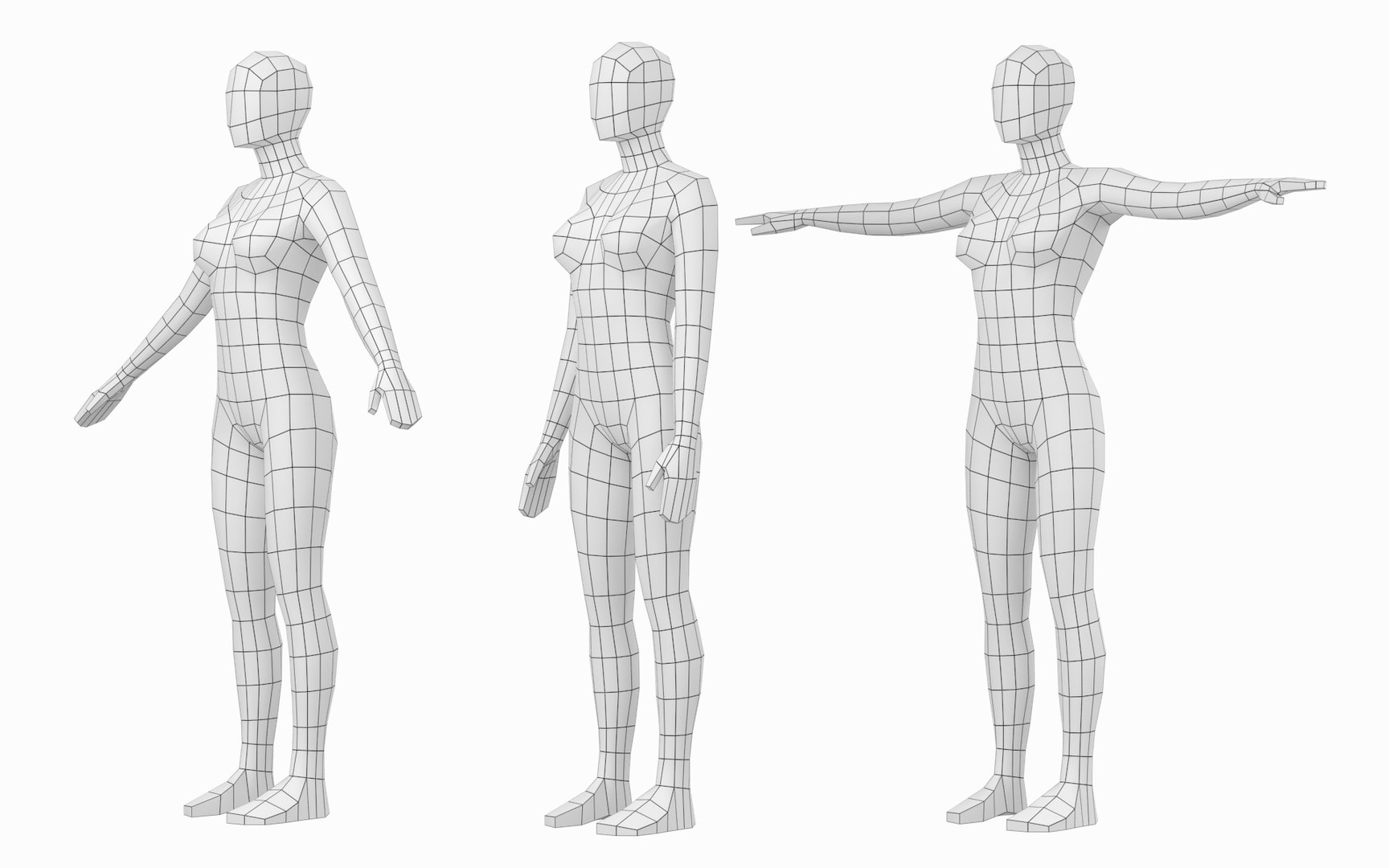 Natural Female In In 3 Modeling Poses Base Mesh 3D Model - TurboSquid ...