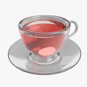 3D model Glass Tea Cup with Saucer 01