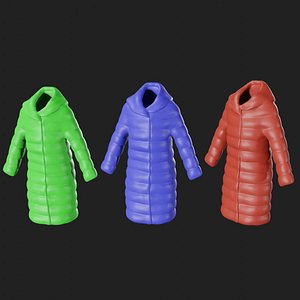 3D Multicolored winter coat model