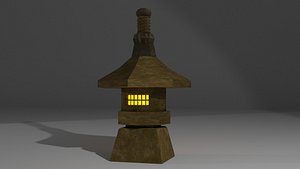 Old Stone Lantern at Japanese Garden Stock Low-poly 3D model 3D model