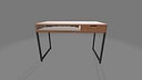 Modern Walnut Writing Desk With Drawer and Black Metal Legs