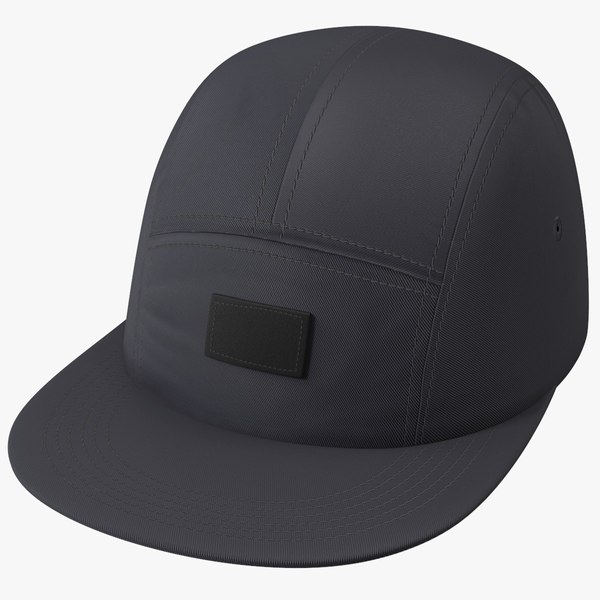 3D Strapback 5 Panel Cap Black model - TurboSquid 1784411