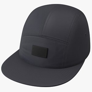 Strapback 5 Panel Cap Black