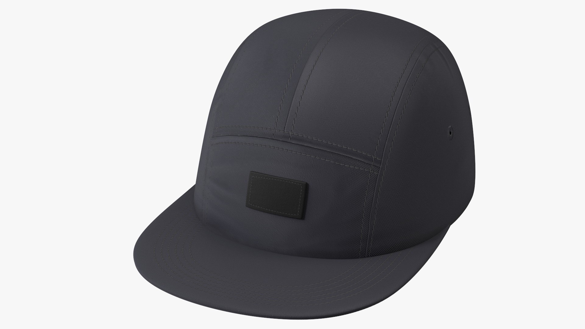 Strapback 5 Panel Cap Black 3D model preview