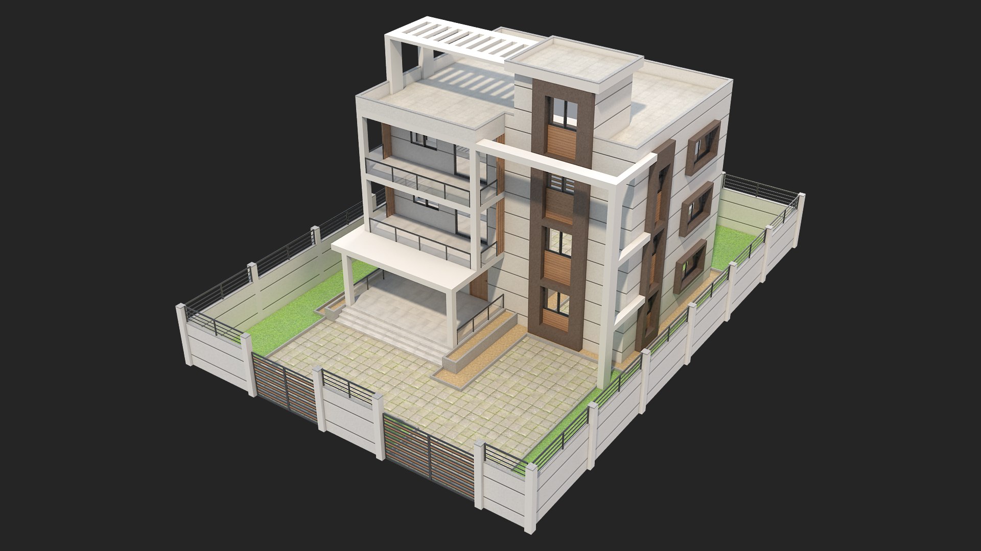 Three Storey House 2 Model - TurboSquid 2197711