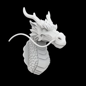 Regal Eastern Dragon Head Wall Mount 3D Printable Model
