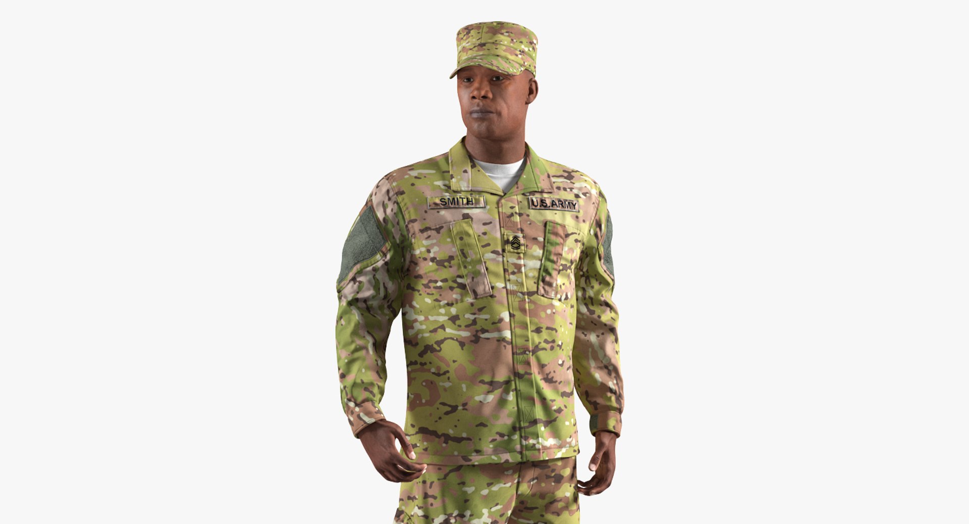 US Army Soldier Camofluage Rigged for Maya 3D model preview