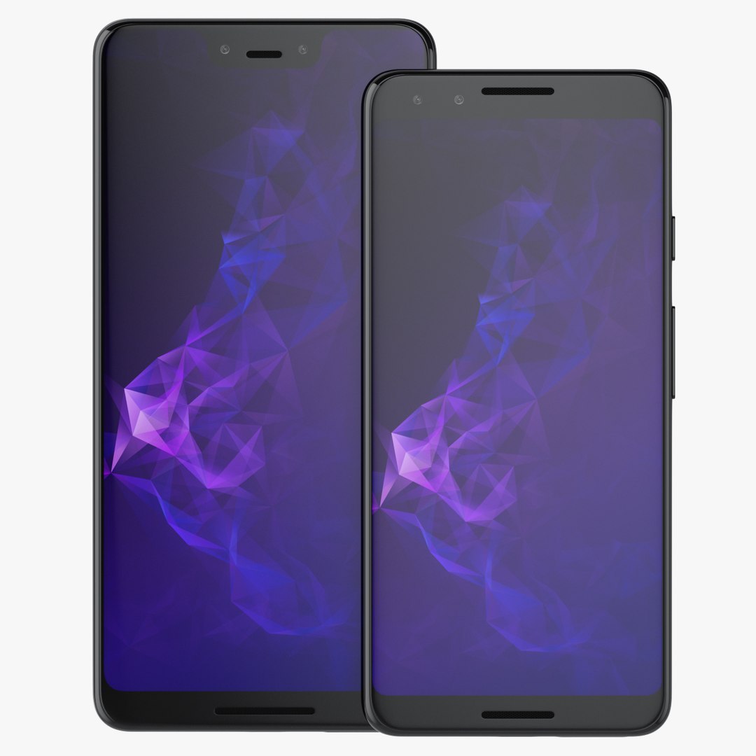 Google Pixel 3 and Pixel 3XL Smartphone Black 3D model preview