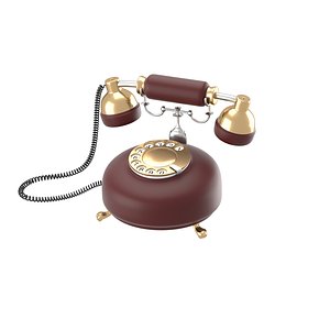 obj retro phone dark red