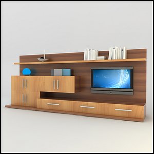 modern tv wall unit 3d model
