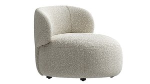 3D Brayden Stone Cream Woven Fabric Occasional Chair model