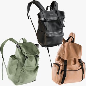 realistic backpack 12 collections 3D model