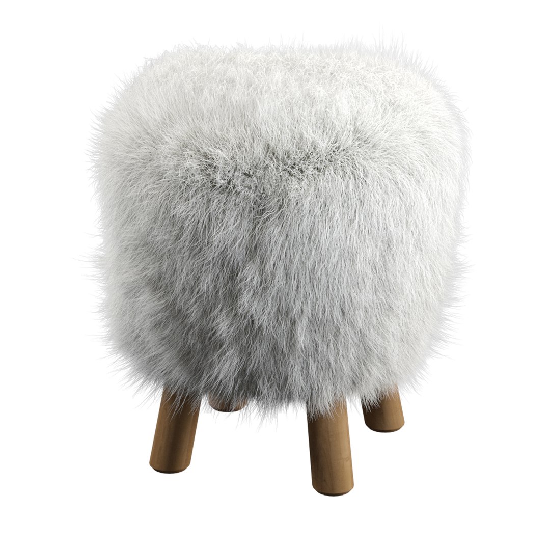 3D model Mongolian Faux Fur Stool by Pottery Barn - TurboSquid 1756575