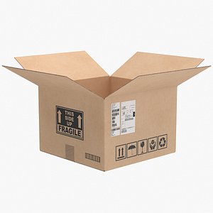 3D model Cardboard Box 4 Open