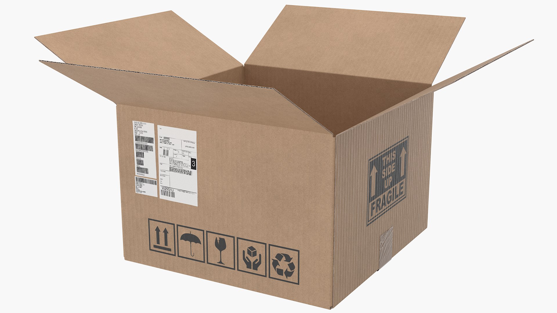3D model Cardboard Box 4 Open - TurboSquid 2180073