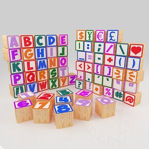 3ds wooden blocks alphabet