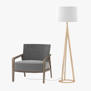 Riva 1920 noble armchair and Jackson Floor Lamp by Crate and Barrel