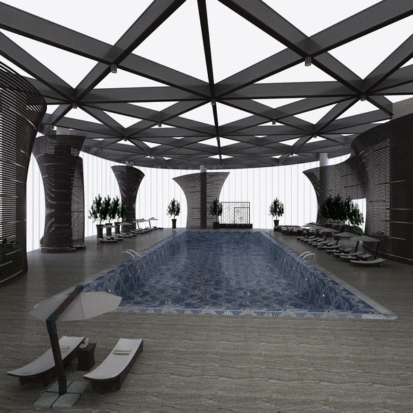 modelo 3d Indoor Pool with Patio Set - TurboSquid 2034234