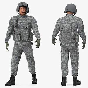 3D model helicopter pilot rigged camo