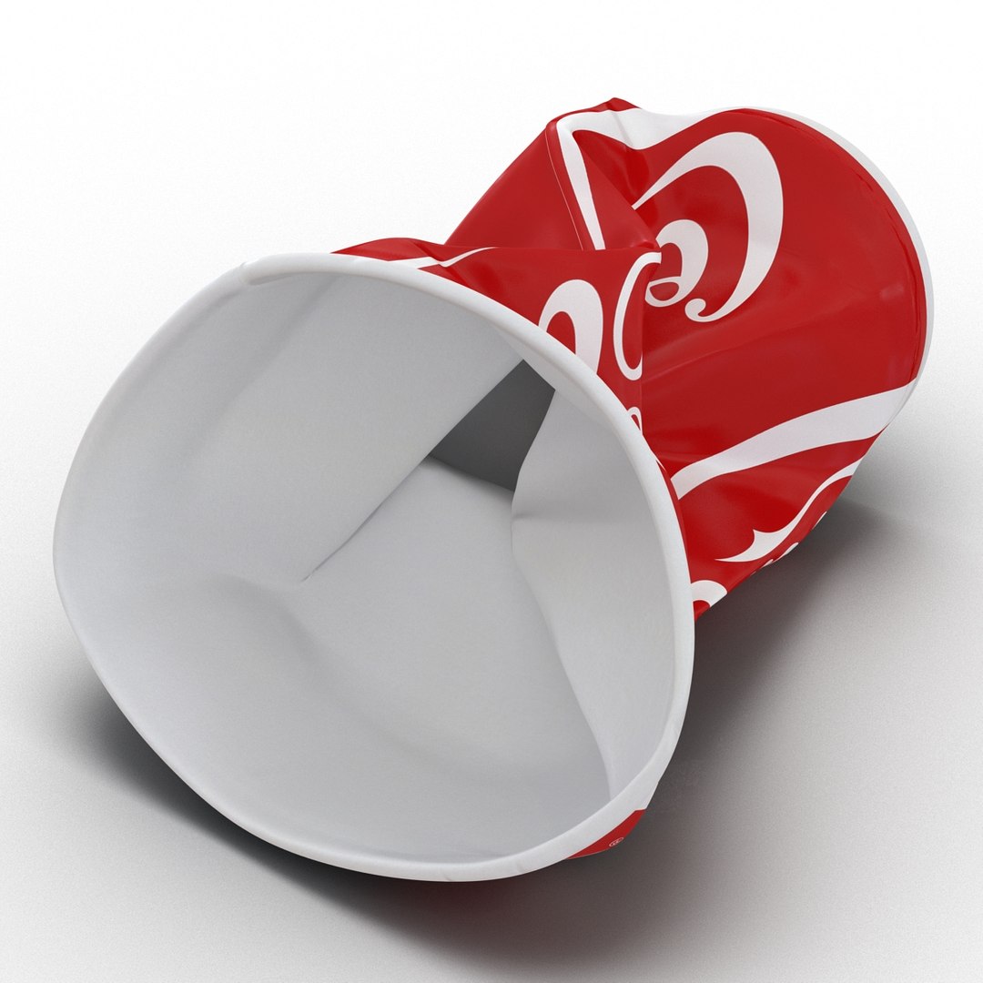 3d model crumpled drink cup coca cola