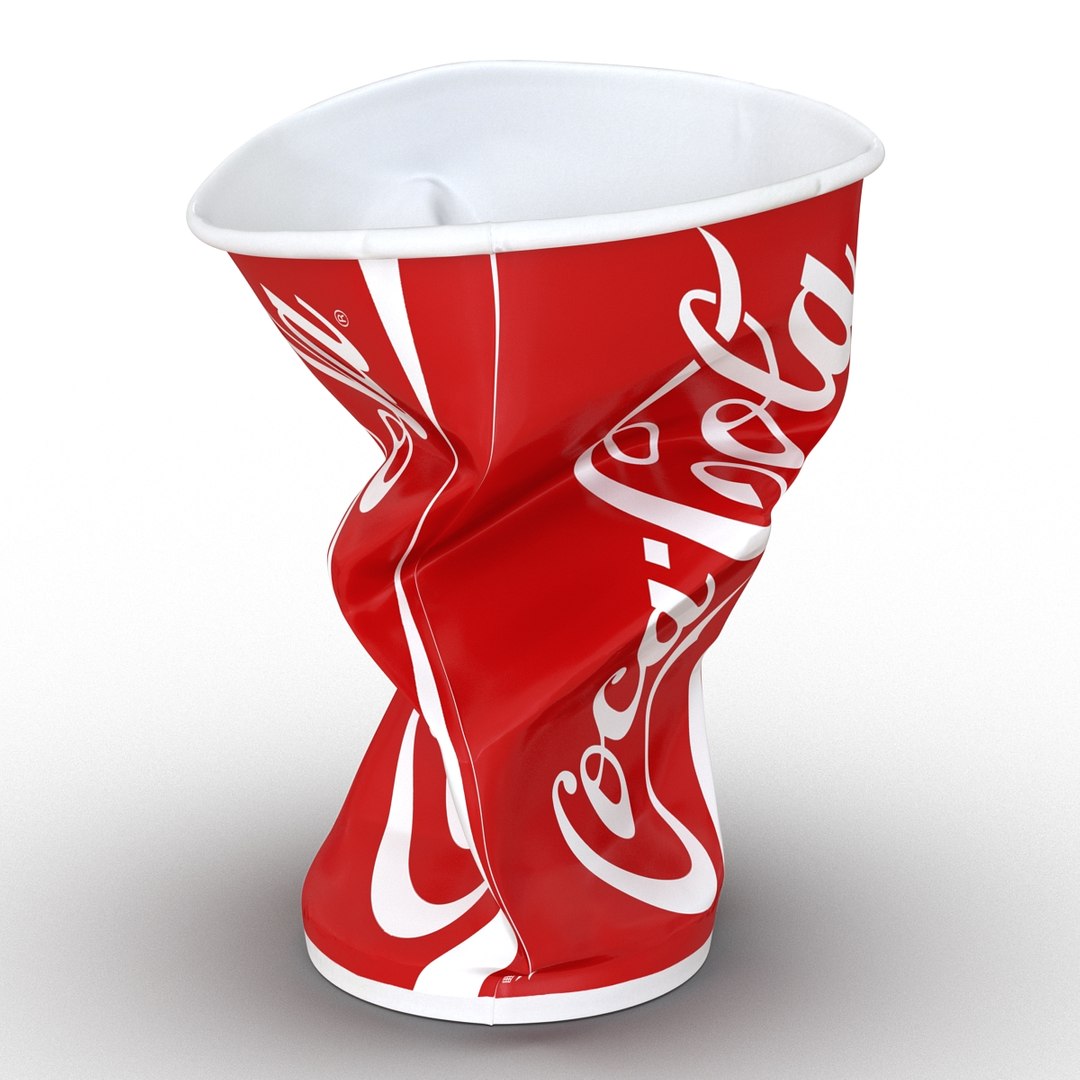 3d model crumpled drink cup coca cola