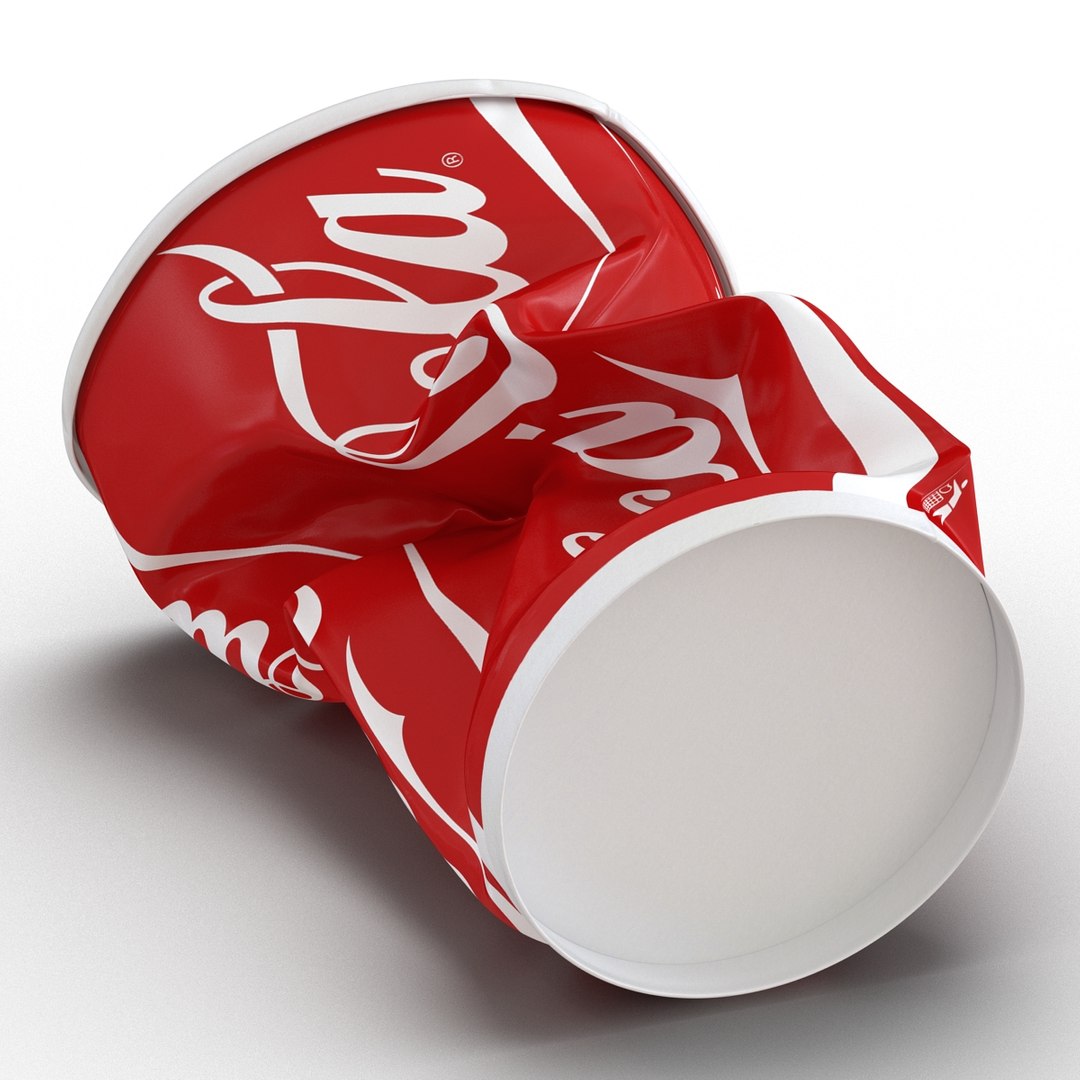 3d model crumpled drink cup coca cola
