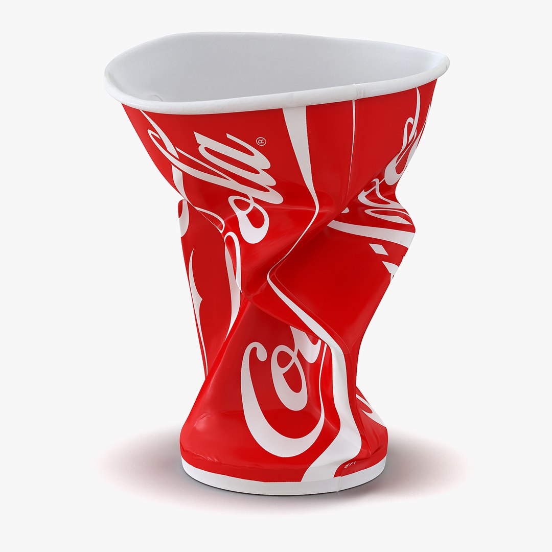 Crumpled Drink Cup Coca Cola 3D model preview