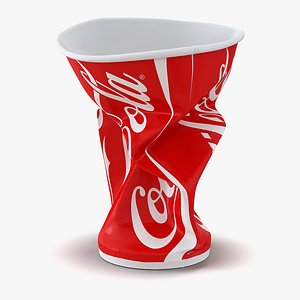 3d model crumpled drink cup coca cola