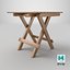 3D Wooden Folding Table Compact Outdoor  Indoor 3D Model