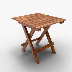 Wooden Folding Table Compact Outdoor Indoor 3D Model