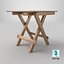 3D Wooden Folding Table Compact Outdoor  Indoor 3D Model