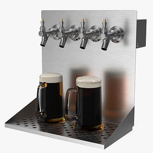 Wall Mount Beer Dispenser with Beer Mugs