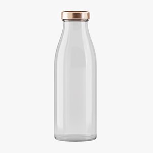 3D Empty Glass Milk Bottle