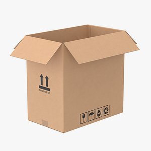 3D model Cardboard Box 50x30x50 Open