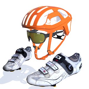 3D Cyclist Helmet Glasses Shoes POC model