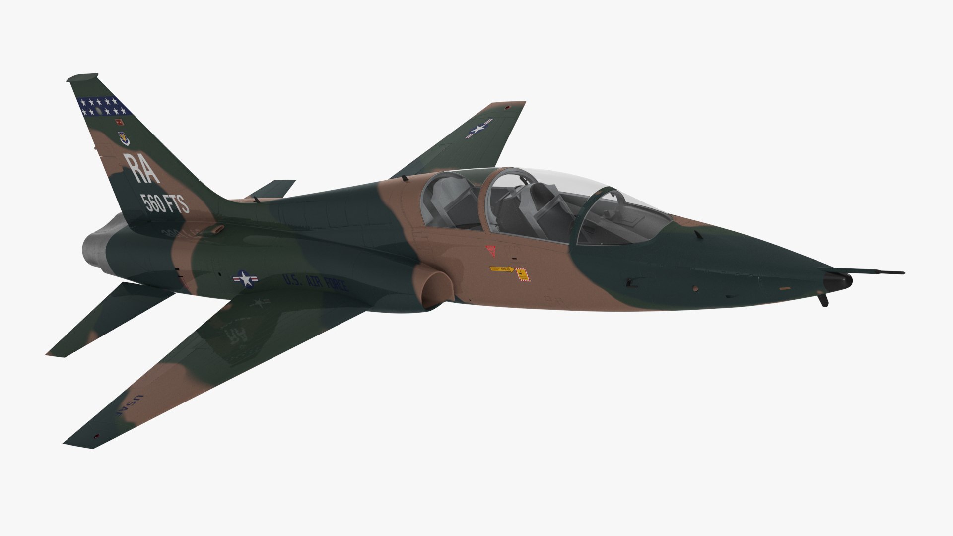 Jet Aircraft T-38 Military Camo Simple Interior 3D model preview