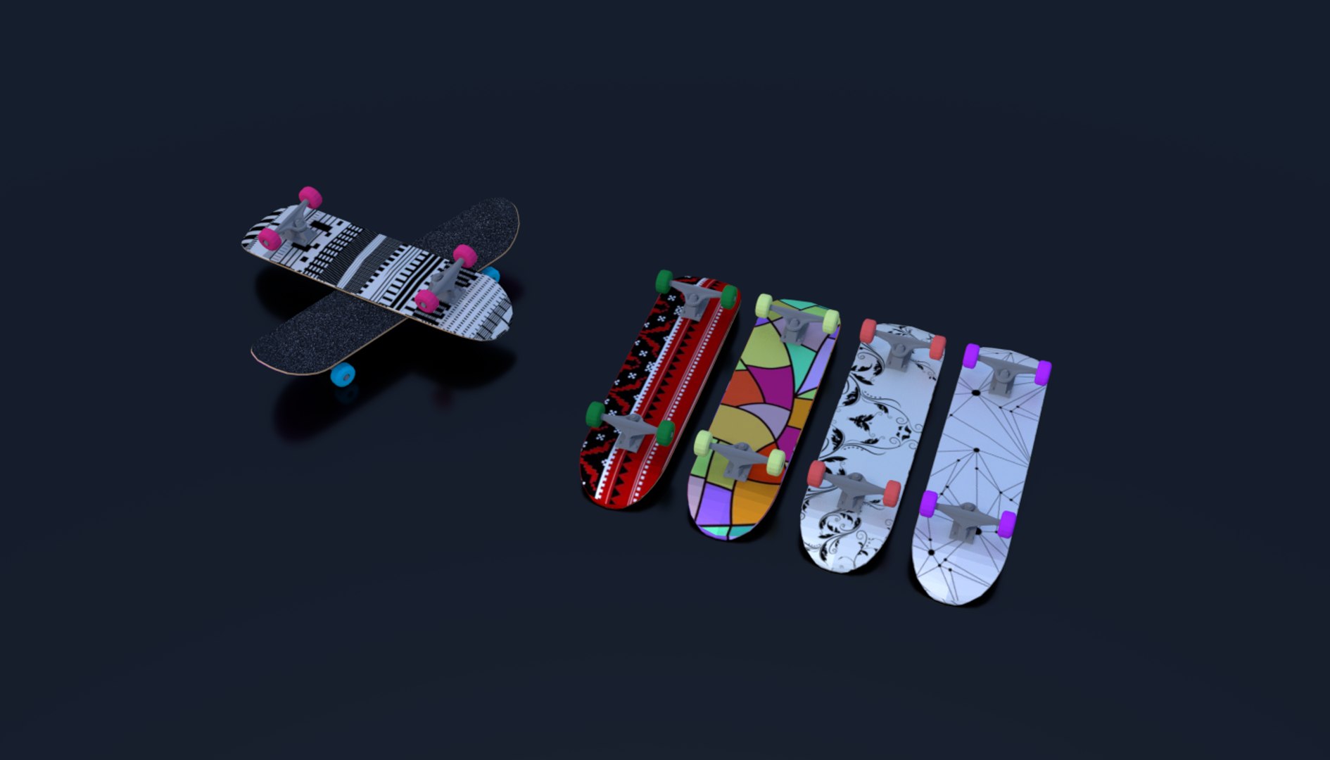 3D Skateboard 150 Deck Styles Model - TurboSquid 1320521