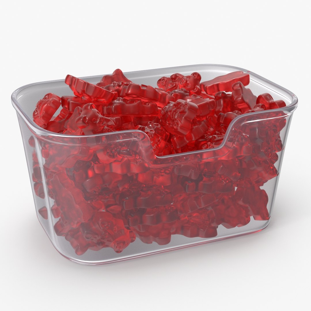 Gummy Bear Candy in Glass Container 3D model preview