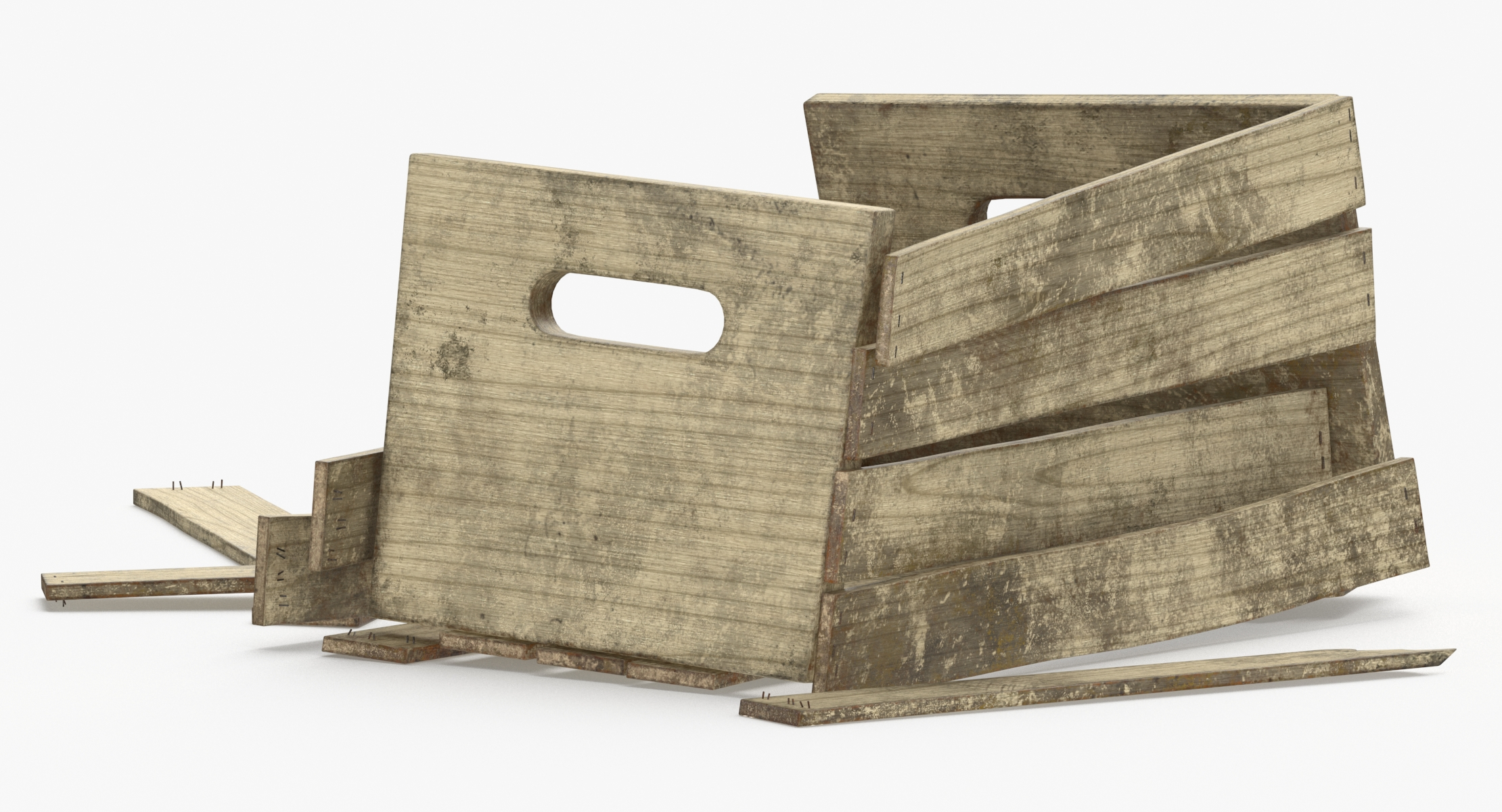 3D Wooden Crate Damaged model TurboSquid 1867705