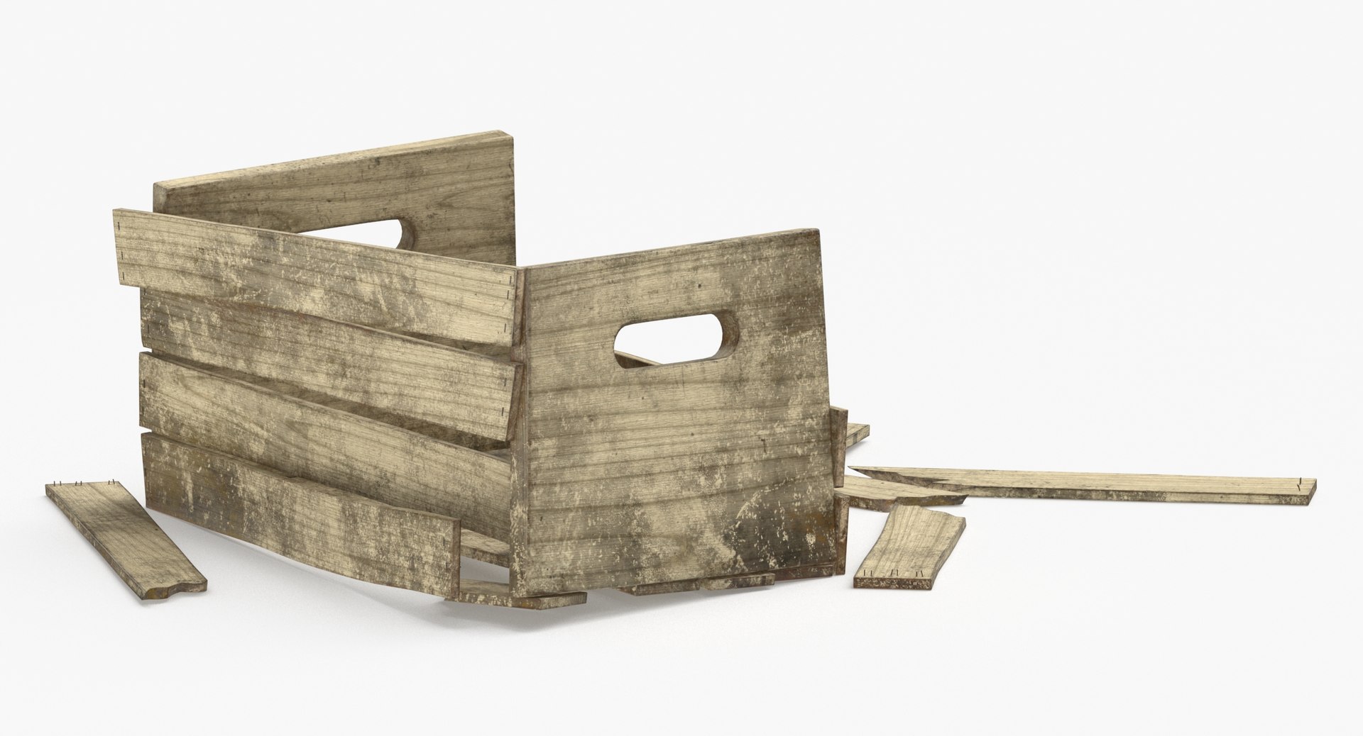 3D Wooden Crate Damaged Model TurboSquid 1867705