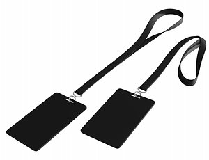 3D Black Lanyard with ID Card PBR