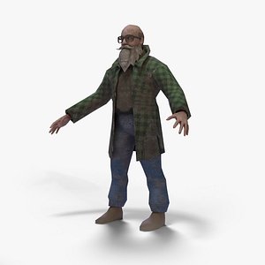 3D Old Man Homeless 3D Design