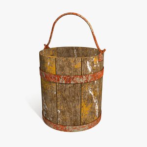 Dirt Wooden Bucket 02 3D model